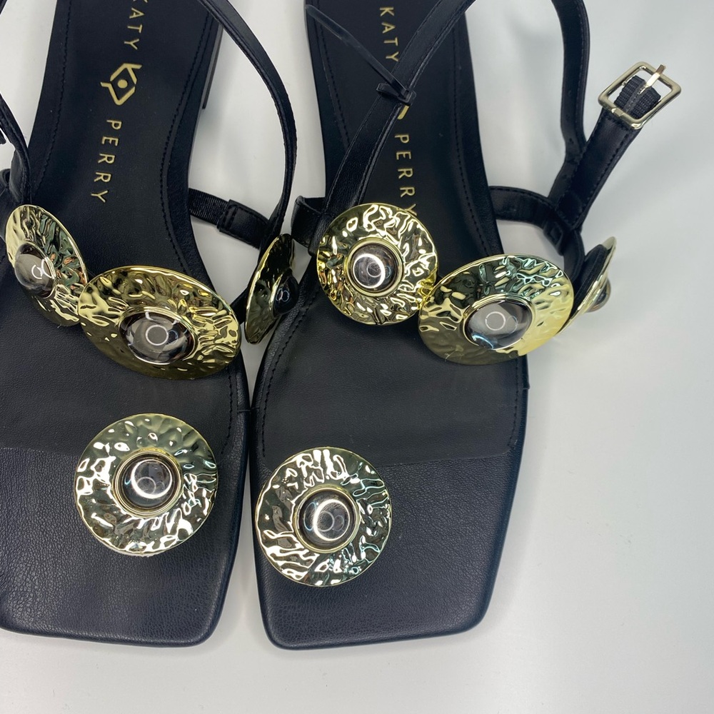 Katy Perry Collections Black and Gold Sandals with Striking Accents - Picture 7 of 9
